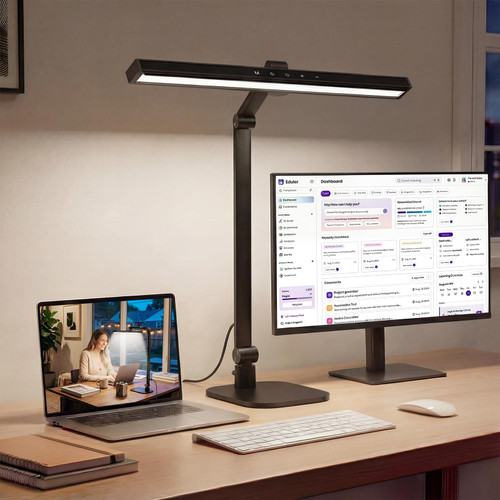 LIONVISON Desk Lamps for Home Office: 2 in 1 Eye-Caring Modern LED Desk Lamp for Worker - 5 Color Temperature 10 Brightness Computer Light