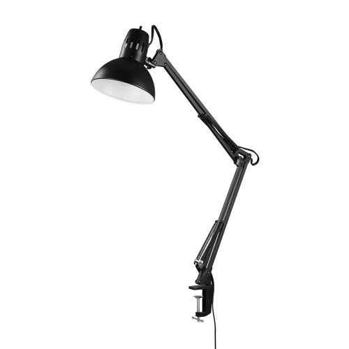 Globe Electric 56963 31.5" Multi-Joint Desk Lamp with Metal Clamp, Black, On/Off Rotary Switch on Shade