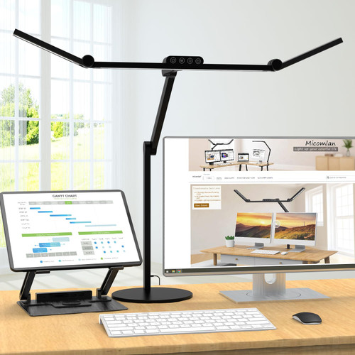 Micomlan Architect Desk Lamp with Atmosphere Lighting, Adjustable Led Desk Light for Home Office with Base