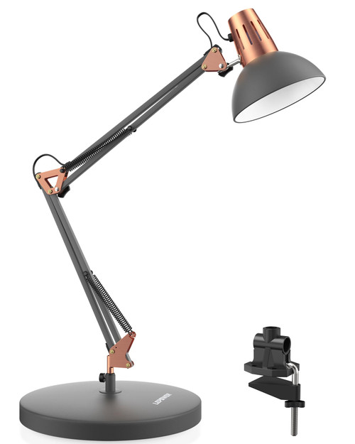 LEPOWER Metal Desk Lamp, Adjustable Goose Neck Architect Table Lamp with On/Off Switch, Swing Arm Desk Lamp with Clamp