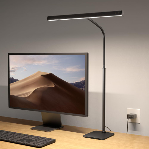 SUPERDANNY LED Desk Lamp for Home Office, Eye-Caring Desk Light with Base, 12W Touch Control 3 Colors Dimmable Brightness