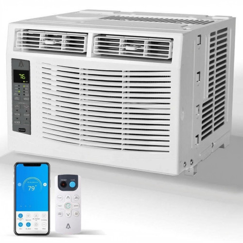 MERXENG 8000 BTU Window Air Conditioner – Energy Efficient, Quiet Operation, Remote Control, Dehumidifier, Easy Installation, 115V – For Rooms Up to 650 Sq.Ft – WiFi Plus