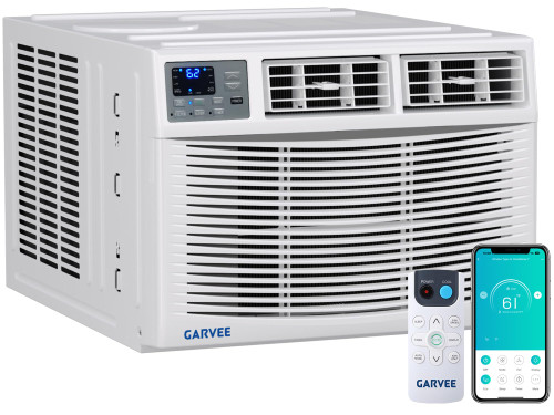 Garvee 8000 BTU Window Air Conditioner with Heat, Window Mounted AC Unit and Heater Combo with Dehumidifier & Fan for Apartment, Living Room, Bedroom, Rooms Up to 350 Sq. ft, APP & Remote Control