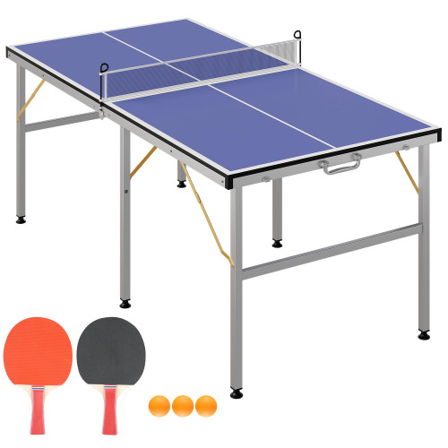 Portable Ping Pong Table,6X3 ft Professional Indoor/Outdoor Table Tennis Tables Game with Net for Adults/Teens,2 Tennis Paddles and 3 Balls- Quick Assembly