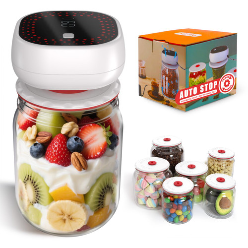 Electric Mason Jar Vacuum Sealer Kit - Auto-Stop with Digital Display