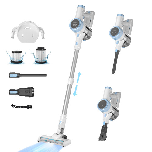 Cordless Stick Vacuum Cleaner, 45KPA Powerful Suction 50Mins Runtime, Lightweight 6-in-1 Vacuum with LED Touch Screen Anti-Tangle for Pet Hair