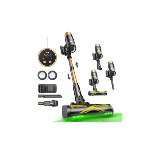 600W 60KPA 65Mins Vacuum Cleaners for Home, Stick Vacuum Cordless with Touch Screen, Self-Standing, 180° Lay-Flat, Anti-Tangle Brush for All Floors