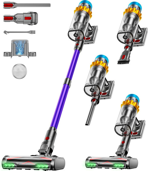 Self-Stand Cordless Stick Vacuum Rechargeable Anti-Tangle/LED Screen/1.8L Cup for Home Pet Hair/Carpet/Hardwood Floor