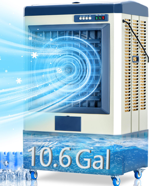 Uthfy 41" Swamp Cooler, 4800 CFM Evaporative Air Cooler with 10.6 Gallon Water Tank, Portable Outdoor Air Conditioner with 3 Ice Pack