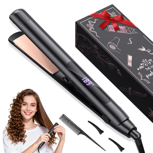 Hair Straightener, Flat Iron 1 Inch Titanium Ceramic Ionic Hair Straightener