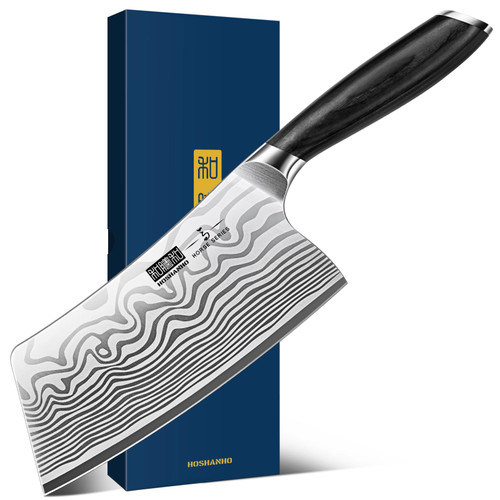 Cleaver Knife 7 Inch, Razor Sharp High Carbon Powder Steel Meat Cleaver