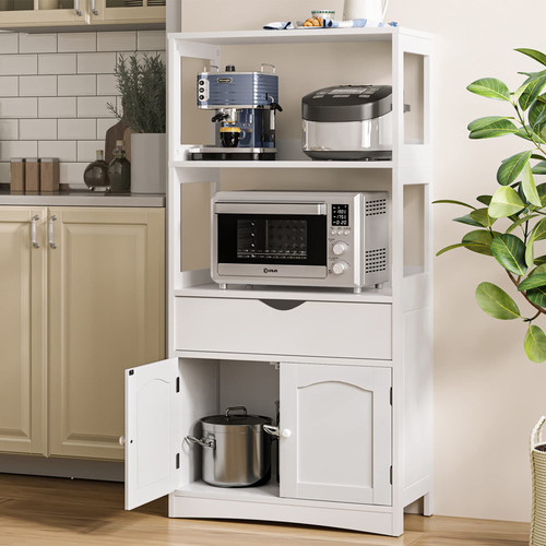 Kitchen Pantry Storage Cabinets with Shelves,Drawer and Doors,Microwave Cart with Storage