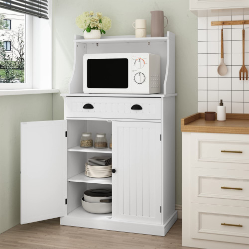 54" Kitchen Microwave Cabinet/Stand with Storage and Drawers, Pantry Storage Cabinet