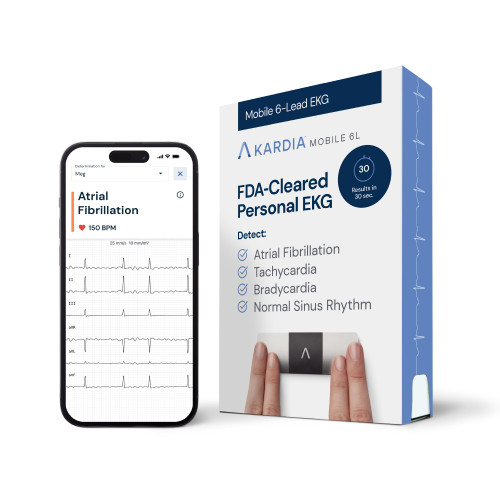 KardiaMobile 6L EKG Monitor, Medical-Grade, FDA-Cleared Heart Monitor, 6 Views of the Heart, Results in 30 Seconds, Unlimited Recordings, Works with Smartphones, HSA&FSA Eligible, Pocket-Size