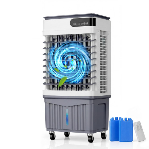 Swamp Cooler Air Conditioners, 4-IN-1 Portable Evaporative Cooler with LED Display, 4 Ice Packs, Remote, 12H Timer, 120° Oscillation