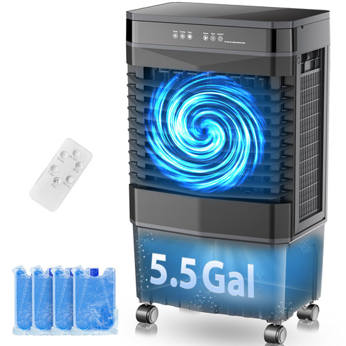 Auertech 5.5 Gal Swamp Cooler, 1800 CFM Evaporative Air Cooler with 3 Speeds, 12H Timer, 120°Oscillation