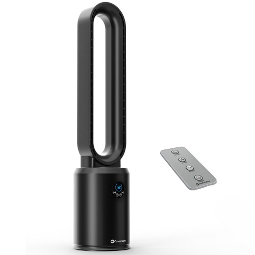 Comfort Zone 40-Inch Bladeless Tower Fan for Bedroom – Quiet Standing Fan with Remote Control, 9H Timer