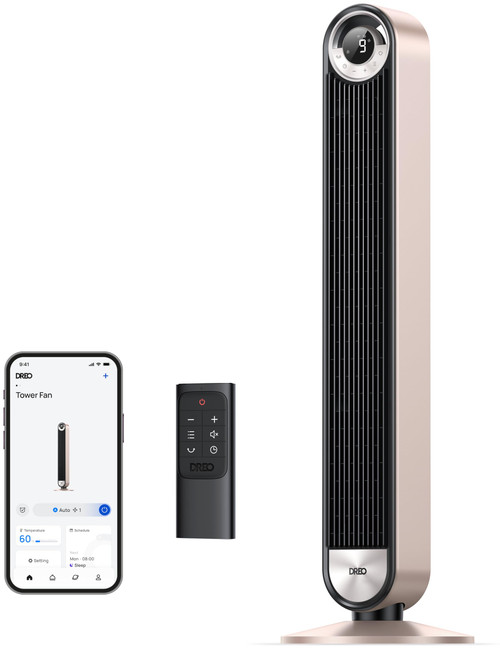 Dreo Smart Tower Fans for Home, 90° Oscillating Fan Bedroom Indoors, Voice Control Floor with 12H Timer, 42 Inch