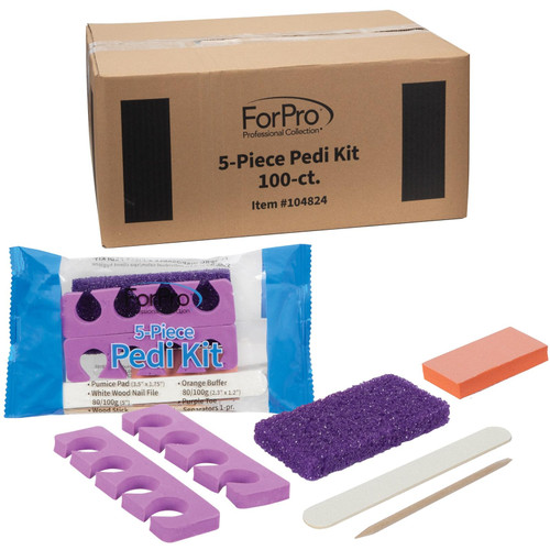 Pedicure Set, Purple Pumice Pad, Wood Nail File 80/100 Grit, Mini