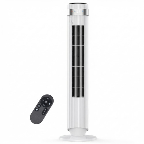 OLIXIS Tower Fan for Bedroom, 28dB Quiet Floor Standing Fan with Remote, 12H Timer, 5 Speeds, 4 Modes, LED Display
