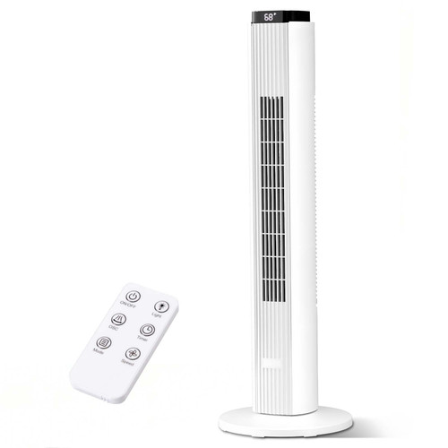 Antarctic Star 37-Inch Bladeless Portable Tower Fan 80°Oscillating,Quiet Cooling with 12H Timer Remote Control for Bedroom Office