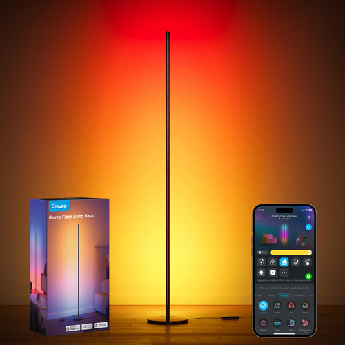 Modern Floor Lamp with Music Sync and 16 Million DIY Colors, Standing Lamp for Bedroom Living Room