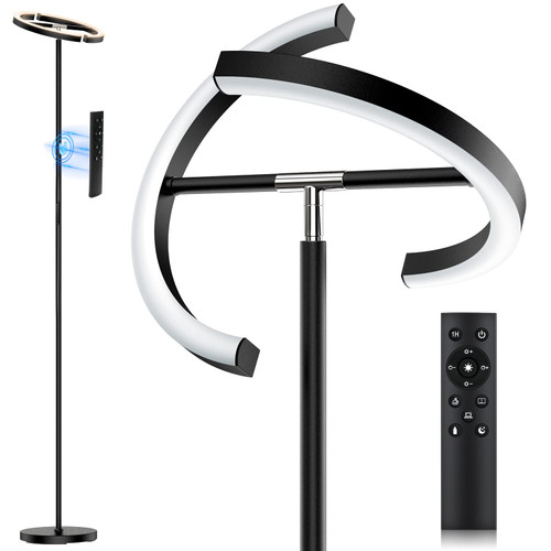 LED Floor Lamp - Rotatable Standing Lamp with Touch & Remote Control, 3000-6000K, 22W Modern Floor Reading Light