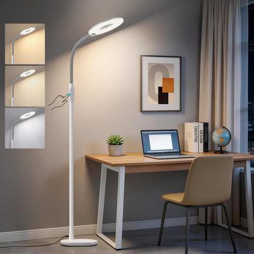 Touch Control Bright Reading Floor Lamps for Living Room, 70'' Dimmable 3 Color Temperature Standing Tall Lamp with Adjustable Gooseneck for Bedroom