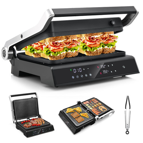 Giantex Panini Press Sandwich Maker, 3-in-1 Electric Indoor Grill