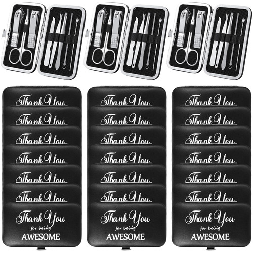 24 Sets Mother's Day Gift Manicure Set Stainless Steel Nail Clippers 8 in 1 Grooming Nail