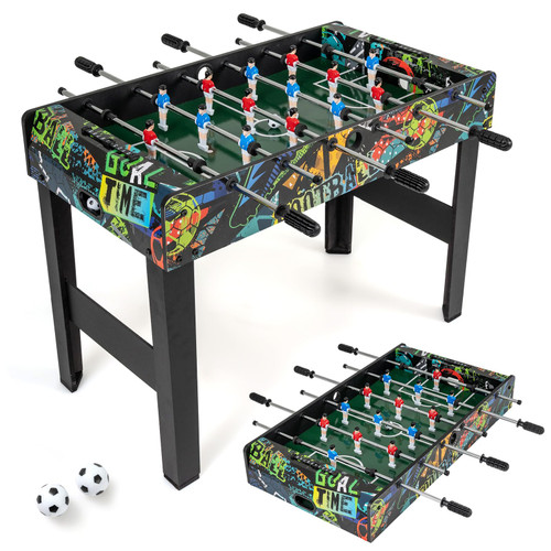 Goplus Foosball Table, 2-in-1 Soccer Table with Detachable Legs for Tabletop, Freestanding Arcade Game Table with 2 Balls