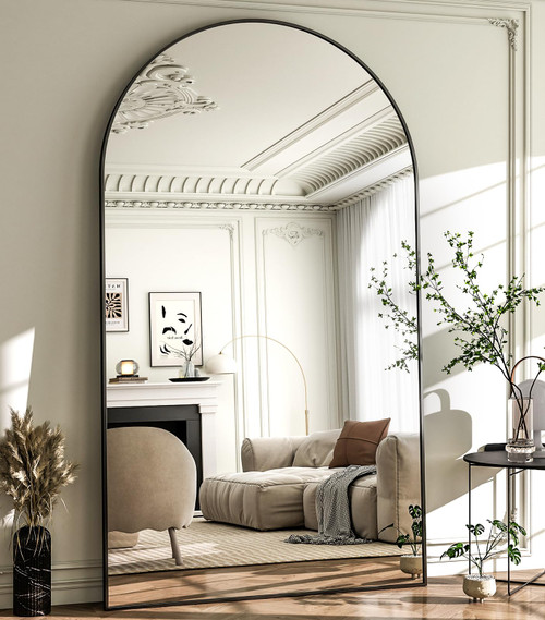 HARRITPURE 86x46 inch Aluminum Frame Full Body Floor Mirror with Stand for Living Room,Bedroom,Cloakroom,Black