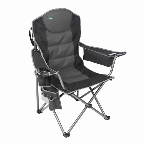 Northroad Oversized Camping Chair, Full Padded Outdoor Folding Chair Support 350 LBS, Heavy Duty Lawn Chair w/Cup Holder, Cooler Bag, Shoulder Straps for Adult-Black