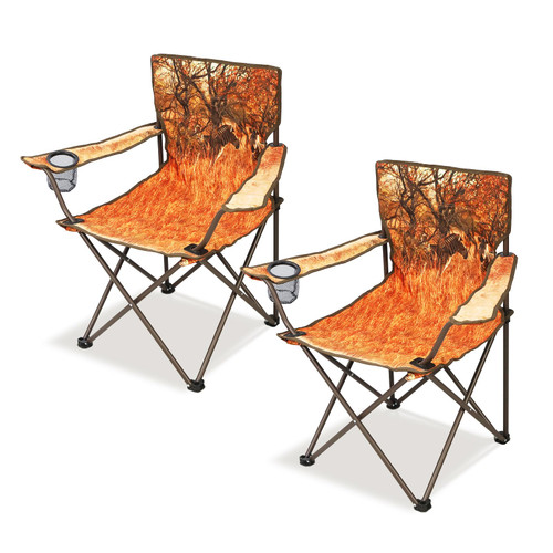 Northroad 2Pack Folding Camping Chairs Portable Animal Print Collapsible Hunting Chair for Outdoor Travel, Patio, Beach, Fishing - Zebra