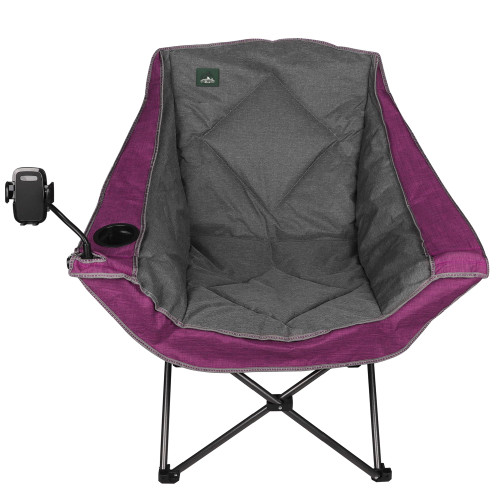 Northroad Oversized Foldable Camping Chair with Cell Phone Holder,Outdoor Padded Lawn Chair w/Cup Holder,Carry Bag for Beach, Hiking, and Picnics,Heavy-Duty 300-lbs Capacity, Purple