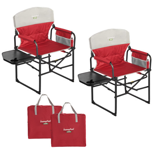 SUNNYFEEL Camping Directors Chair, Heavy Duty,Oversized Portable Folding Chair with Side Table, Pocket for Beach, Fishing,Trip,Picnic,Lawn,Concert Outdoor Foldable Camp Chairs