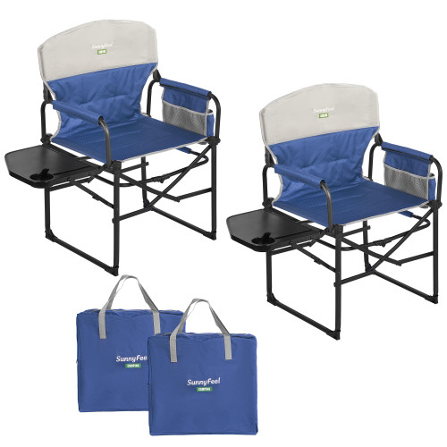 SUNNYFEEL Camping Directors Chair, Heavy Duty,Oversized Portable Folding Chair with Side Table, Pocket for Beach, Fishing,Trip,Picnic,Lawn,Concert Outdoor Foldable Camp Chairs