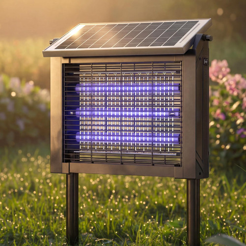 ZETAWALE Solar Bug Zapper Outdoor Mosquitos Zapper Solar Powered Bug Zapper Outdoor Camping Fly Control for 2000 sq.ft Waterproof Fly Killer Solar Mosquito Zapper for Garden Lawn and Back Yard (10W)