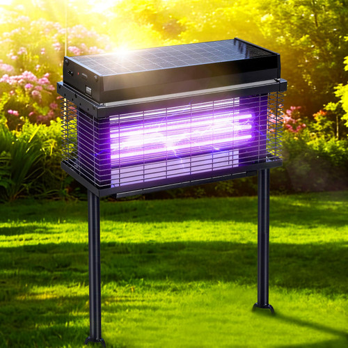 Spansol Solar Bug Zapper Outdoor, 4000 SQ.FT Mosquito Zapper with Smart Rain Off Rechargeable Mosquito Killer Lamp, Wireless Solar Powered Fly Trap for Yard Patio RV Camping (Black)