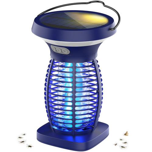 OnBeam Solar Bug Zapper Outdoor, Mosquito Zapper Outdoor Waterproof Electric Fly Zapper Rechargeable Mosquito Killer with Solar Panel, 4200V Fly Trap Indoor for Home Backyard, Patio, Garden, Camping