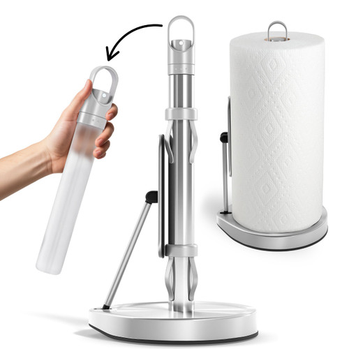 Stainless Steel Paper Towel Holder with Tension Arm and Spray Pump