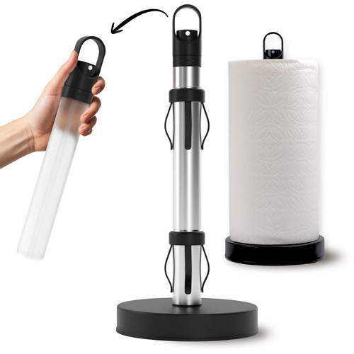 Stainless Steel Paper Towel Holder with Spray Pump – One-Handed Tear