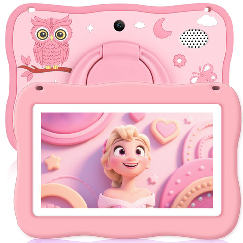 Kids Tablet 7IN Toddler Tablet for Kids, Children Tablets for Toddlers with Parental Controls, Camera, Shockproof Case, Kids Learning Apps Pre-installed Kid’s Educational Tablets for Boy Girl (pink)
