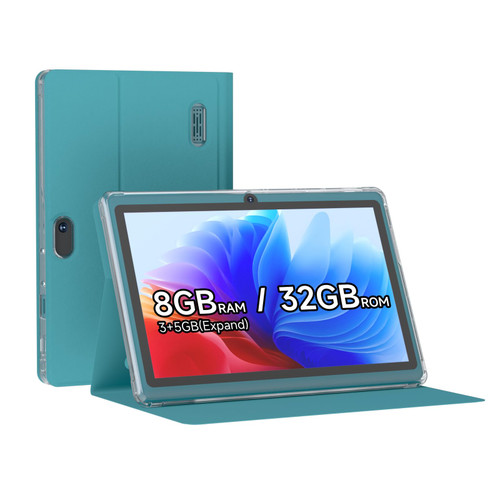 7 inch Android 14 Tablet, 7'' HD IPS Touchscreent, Quad-Core, 8GB (5GB expansion) RAM＆32GB ROM 1TB Expand, 2MP + 5MP Dual Camera, WiFi 6 Bluetooth 3000 mAh Battery Tab Tableta with Case.(Navy blue)
