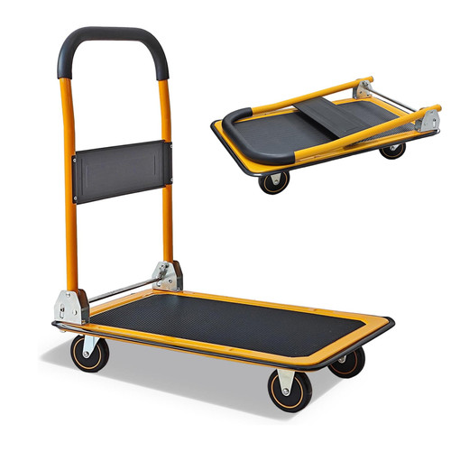EAGWON Foldable Push Cart Dolly - 330lb Capacity Moving Cart, Heavy Duty Platform Truck with 360 Degree Swivel Wheels & Easy Storage