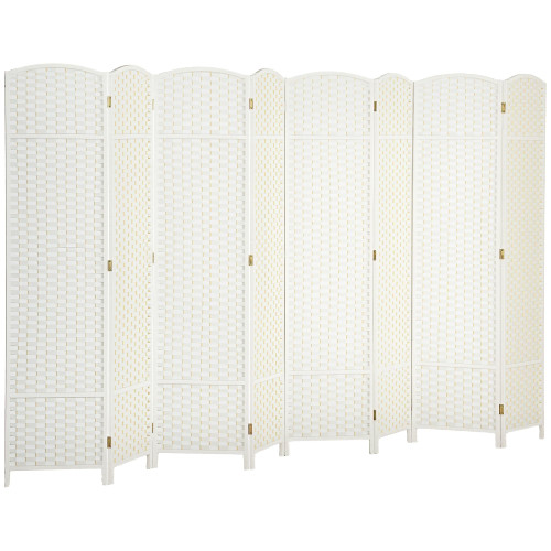 HOMCOM Room Divider, 8 Panel Folding Privacy Screen, 5.6' Tall Freestanding Wall Partition for Home Office, Bedroom, White