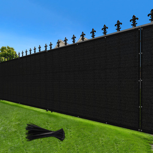 LOVE STORY 6'x 50' Fence Privacy Screen Outdoor Mesh Fencing Covers Screen Fence Wind Block with Grommets for Patio Garden Wall Backyard, Black (We Make Custom Size)