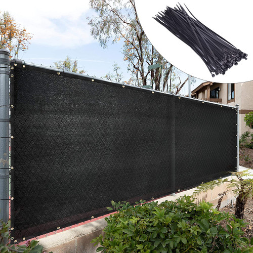 Royal Shade 4' x 50' Black Fence Privacy Screen Windscreen Cover Netting Mesh Fabric Cloth - Cable Zip Ties Included (We Make Custom Size)