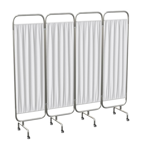 tonchean 4-Panel Medical Privacy Screen with Lockable Wheels, 79" W x 71" H Folding Room Divider Panel Portable Room Partitions and Dividers Freestanding for Clinic, Hospital, Bedroom, Salon, White