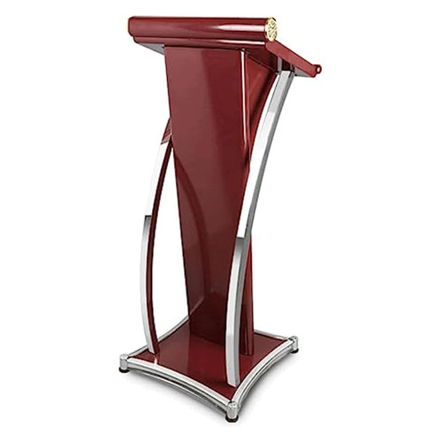 JIANSMZ Lecterns Podium Solid podiums Heavy-Duty Podium Curved Portable Lecterns Meticulously Designed Podium Stand Standing Reception Desk Speech Pulpits Classic Elegant (Red)